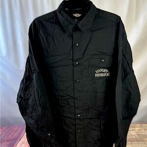 Harley-Davidson black button up dress work shirt large